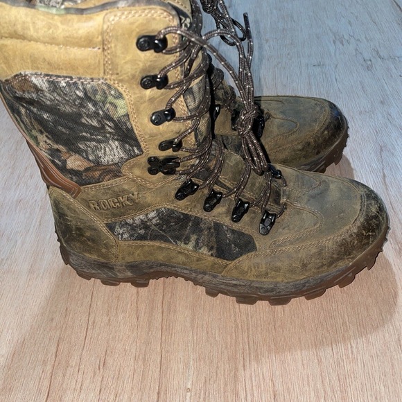 Vintage 05 Rocky Xtreme Stalker Light Camo Hunting Winter Hiking Boots Mens 12 - Picture 1 of 11